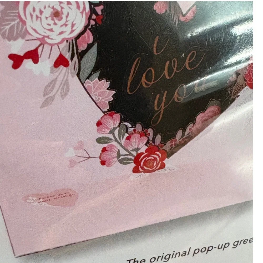 Love Delighted Floral Heart Shadowbox Card Push Button Light Anniversary Wedding